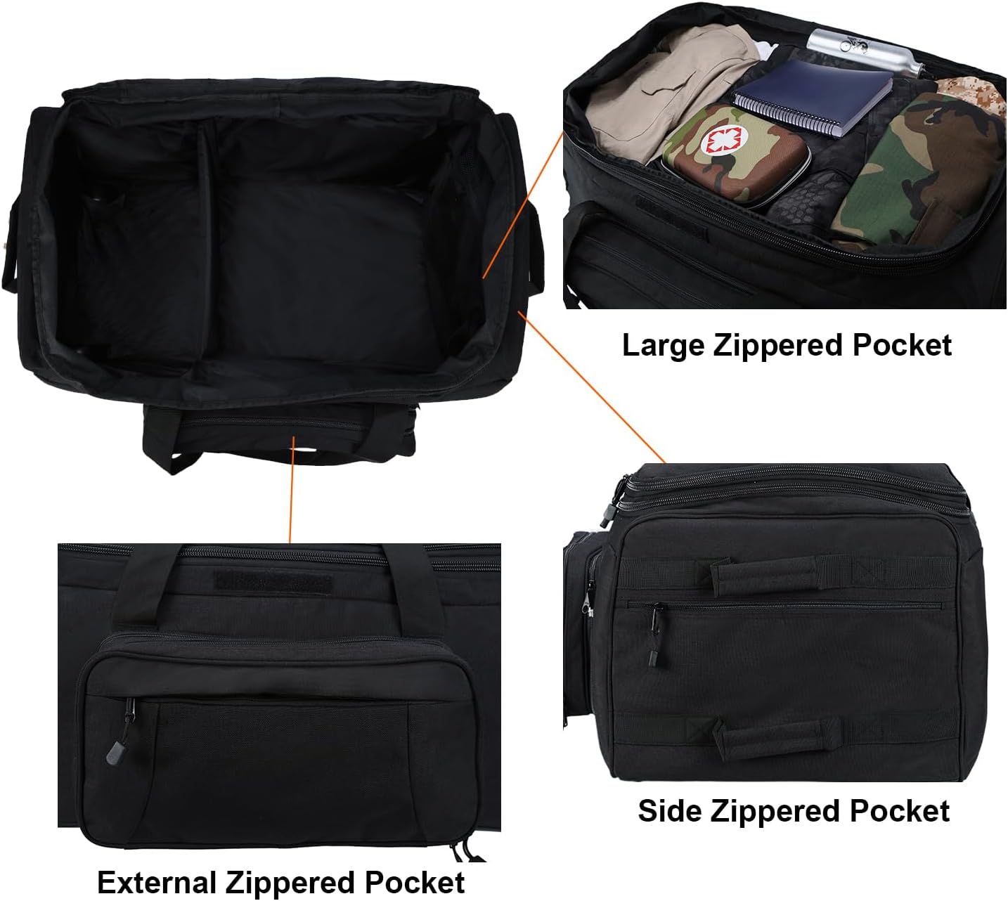 Military Wheeled Deployment Bag Large Tactical Heavy Duty Duffel Bag for Camping Hiking (Black)