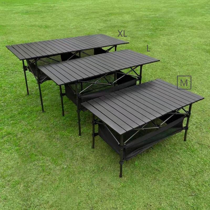 WUROMISE Lightweight Aluminum Folding Camping Table (37.13” x 21.57” x 19.69”), Portable Roll-Up