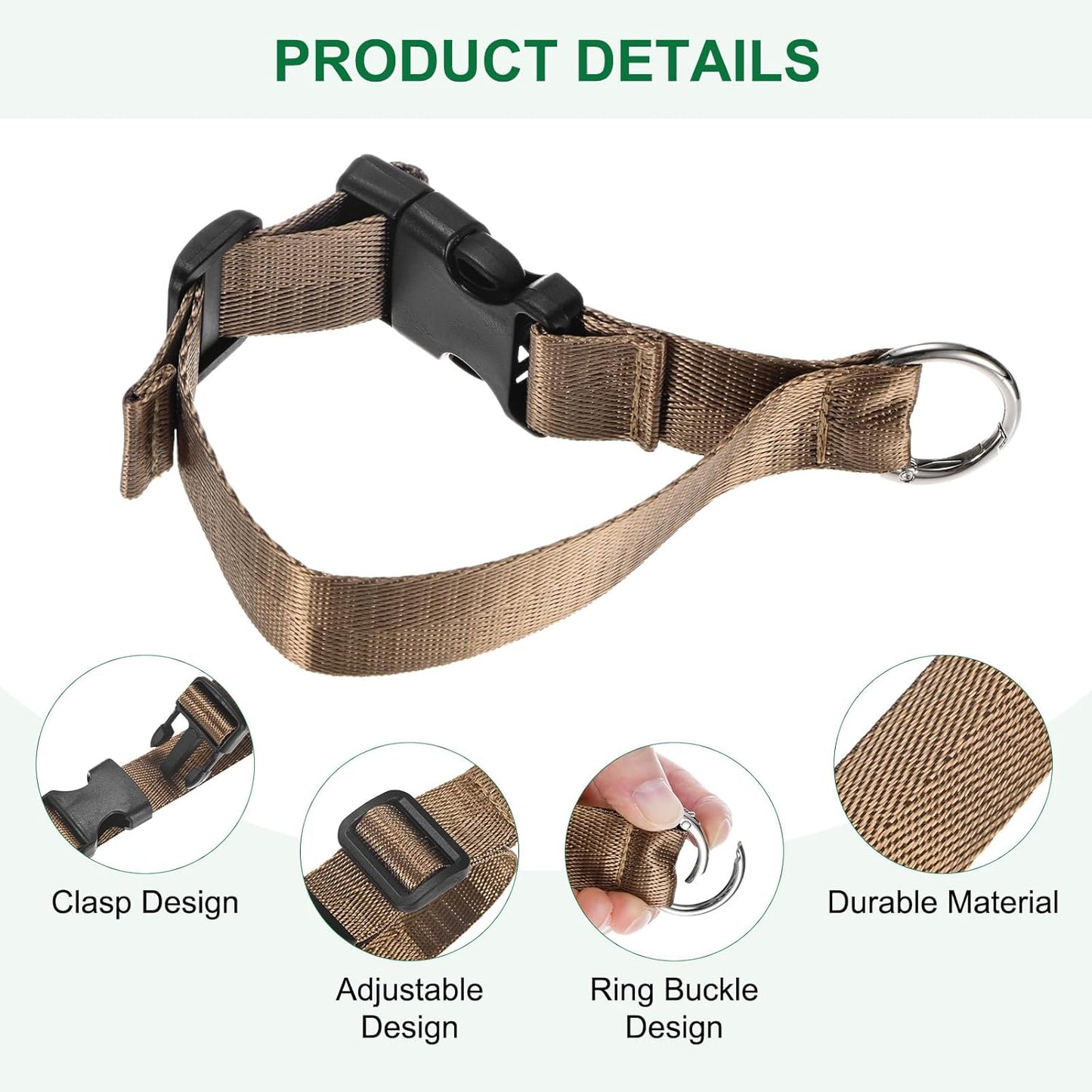 3-Pack Add A Bag Luggage Strap, Adjustable Suitcase Belt for Connecting Handbag/Backpack/Jacket, Luggage Connector [Brown]