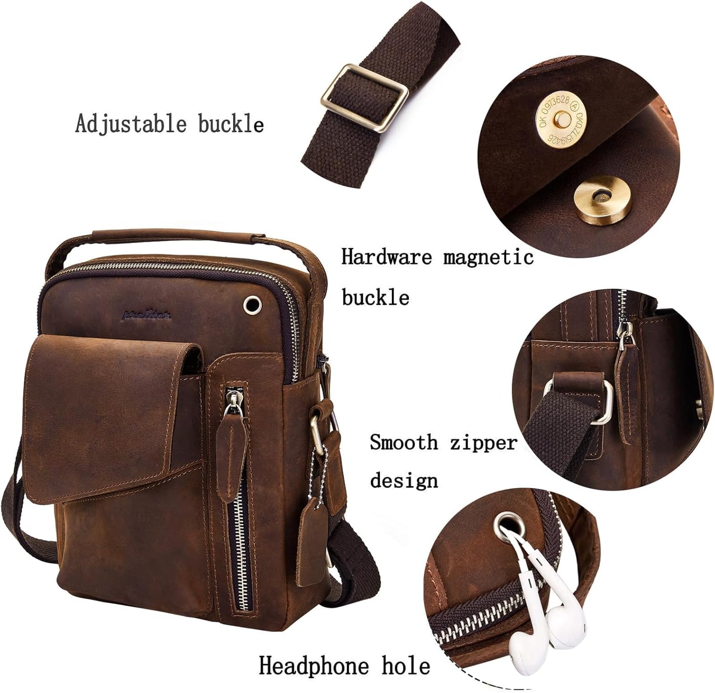 Small Mens Bags Crossbody, Mens Messenger Bag Crossbody, Adjustable Strap Sling Bag Vintage Handle Bags Man Bag, Men's Shoulder Bag for Work Business Travel