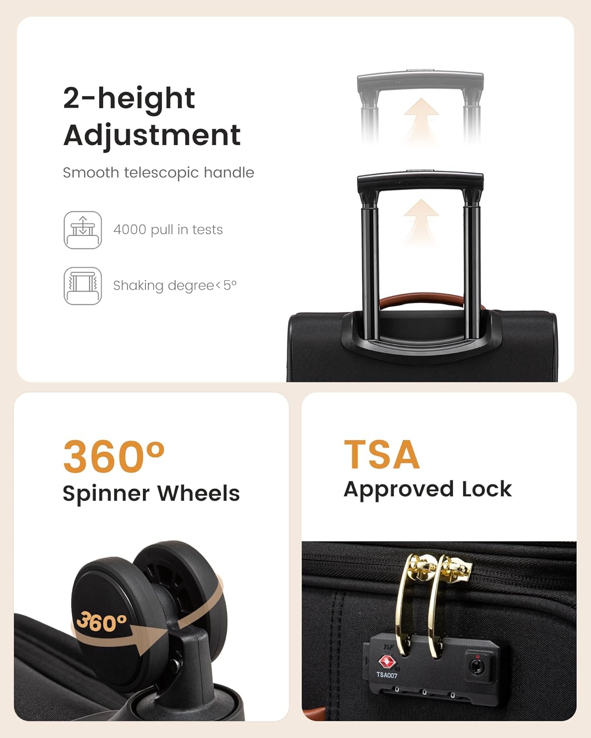 LOVEVOOK Carry on Luggage 22x14x9 Airline Approved, 22 Inch Large Rolling Suitcase, Spinner Wheels & TSA Lock, 49L Softside Lightweight Underseat Carryon Luggage for Women Men Travel