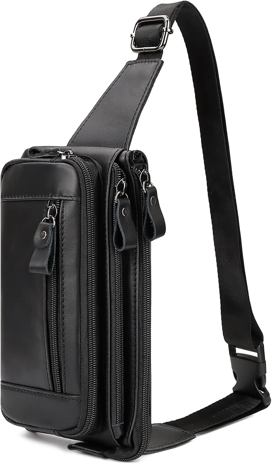 Leather Fanny Pack for Men Women, Fashion Waist Packs Small Crossbody Chest Bag with Adjustable Belt for Outdoor Travel Hiking Cycling