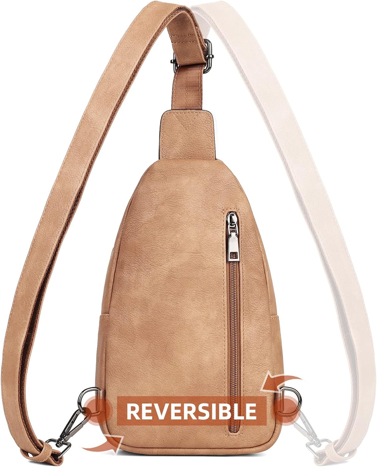 MASINTOR Sling Bag for Women - Crossbody Bags Fanny Pack with Vegan Leather - Adjustable Sling Backack for Travel