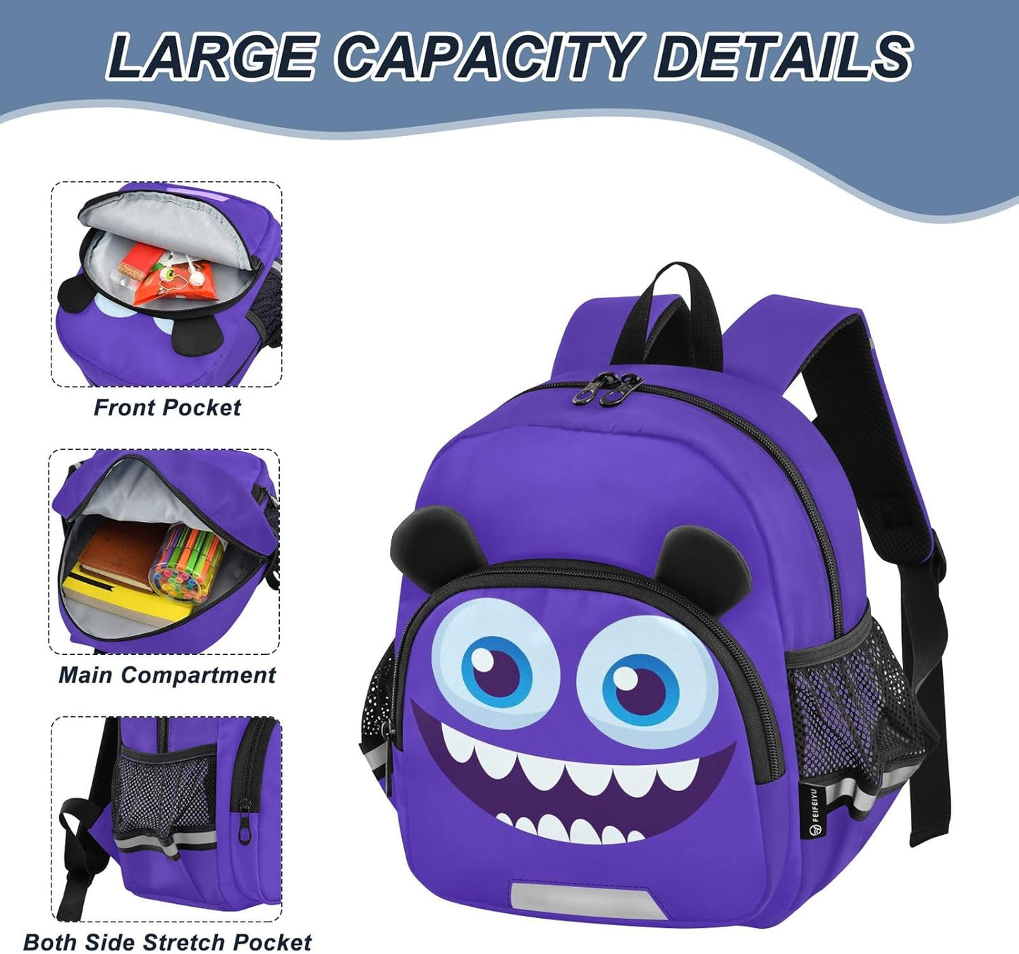 Toddler Backpack Small Preschool Kindergarten Kids Backpacks Cartoon Purple Cute Bookbag for School