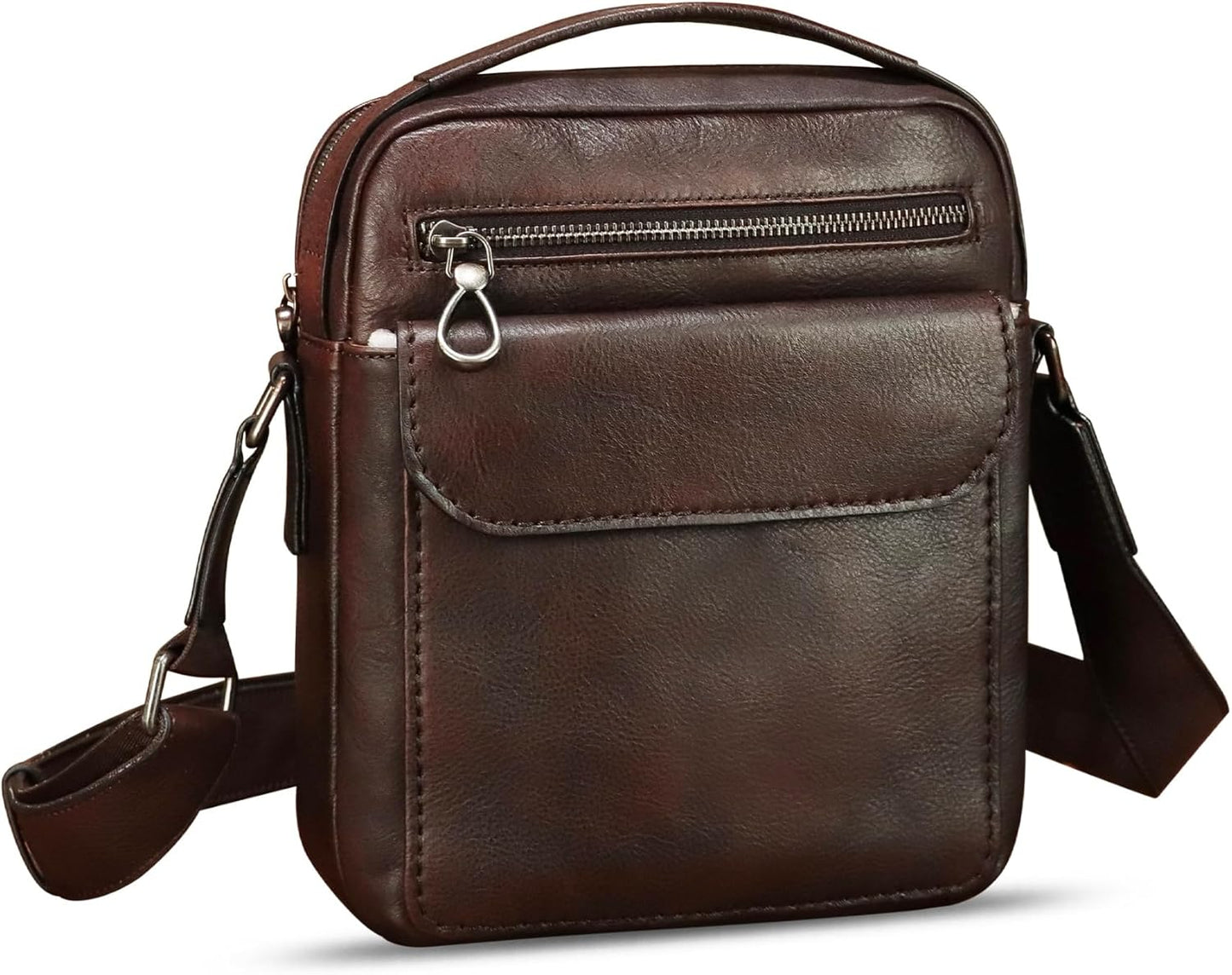Genuine Leather Messenger Bag for Men Shoulder Crossbody Bag Vintage Man Purse Satchel Handbag