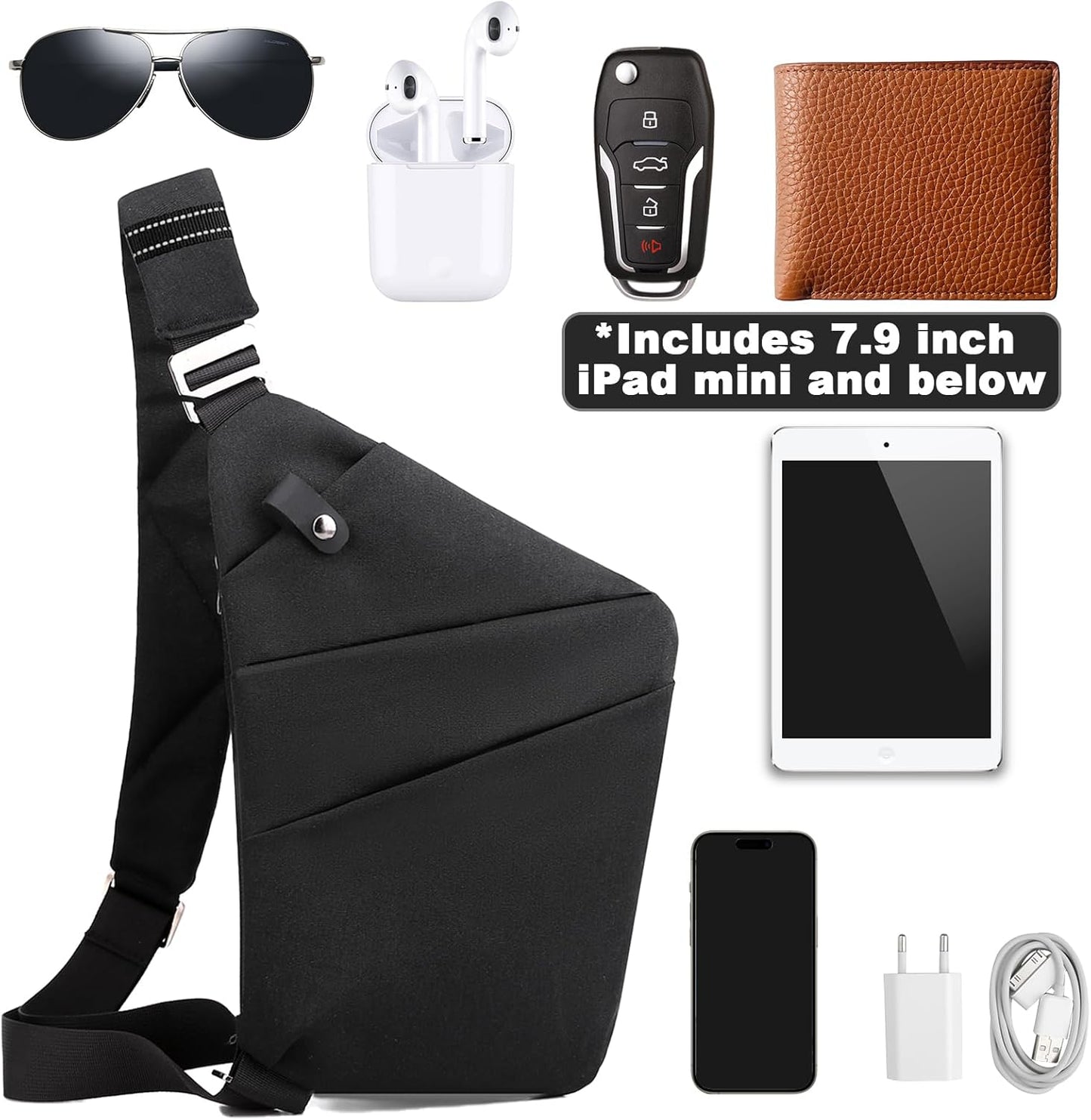 Anti Theft Travel Bag, One Shoulder Large Capacity Cross-body Bag Chest Fashion Lightweight Sling Bags for Travel Sports