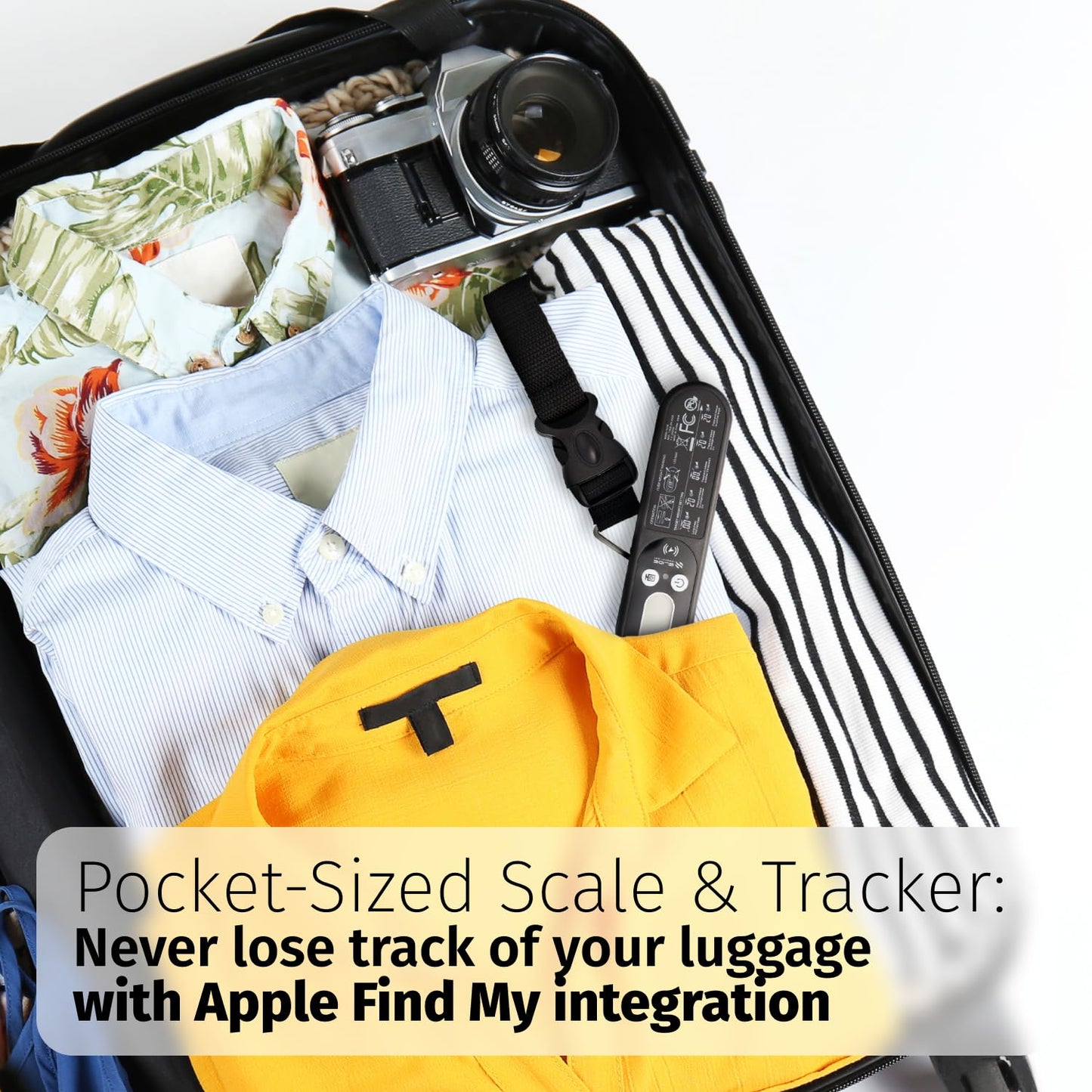 SLIDE INNOVATIONS Digital Luggage Scale, Compatible with Apple Find My (iOS), Suitcase Weight Scale and Tracker, Luggage Weighing Scale with 110-Pound Weight-Indicator Limit, Travel Accessory