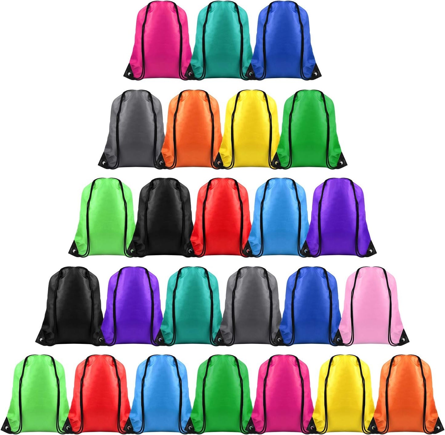 PLULON 25 Pcs Drawstring Bags Bulk Drawstring Backpack Colorful String Backpack Cinch Sack Sport Gym Backpack Bags for Yoga Traveling Outdoor Sports