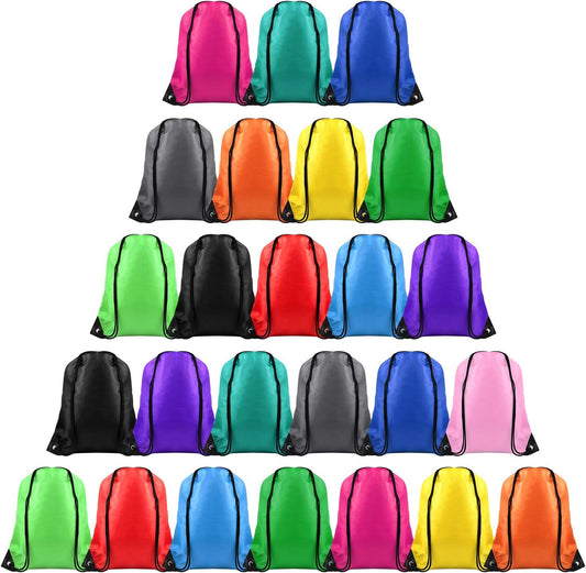PLULON 25 Pcs Drawstring Bags Bulk Drawstring Backpack Colorful String Backpack Cinch Sack Sport Gym Backpack Bags for Yoga Traveling Outdoor Sports
