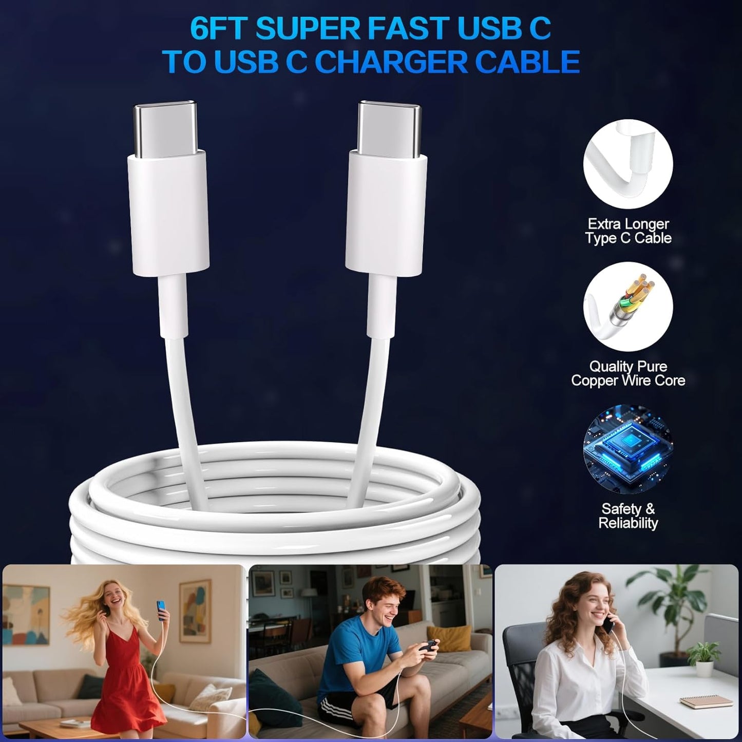 Fast iPhone 17 16 15 Charger Type C Charger Fast Charging Block,3Pack 20W Quick USB C Phone Chargers 6FT USB C Charging Cord for iPhone 17/17 Pro/17 ProMax/17 Air/16 Pro/16 ProMax/16e/15 ProMax/15Plus