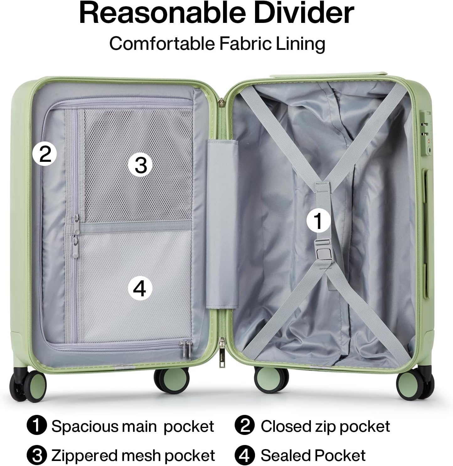 Hanke 28 Inch Luggage with Spinner Wheels Large Travel Suitcase Tsa Hard Case Luggage for Women Men Rolling Checked Luggages(Bamboo Green)