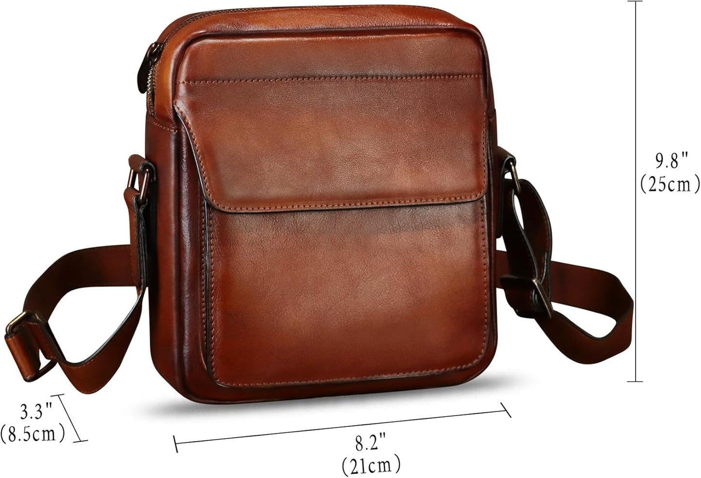 IVTG Genuine Leather Messenger Bag for Men Crossbody Shoulder Bag Satchel Casual Sling Daypack Work Business Daily Purse