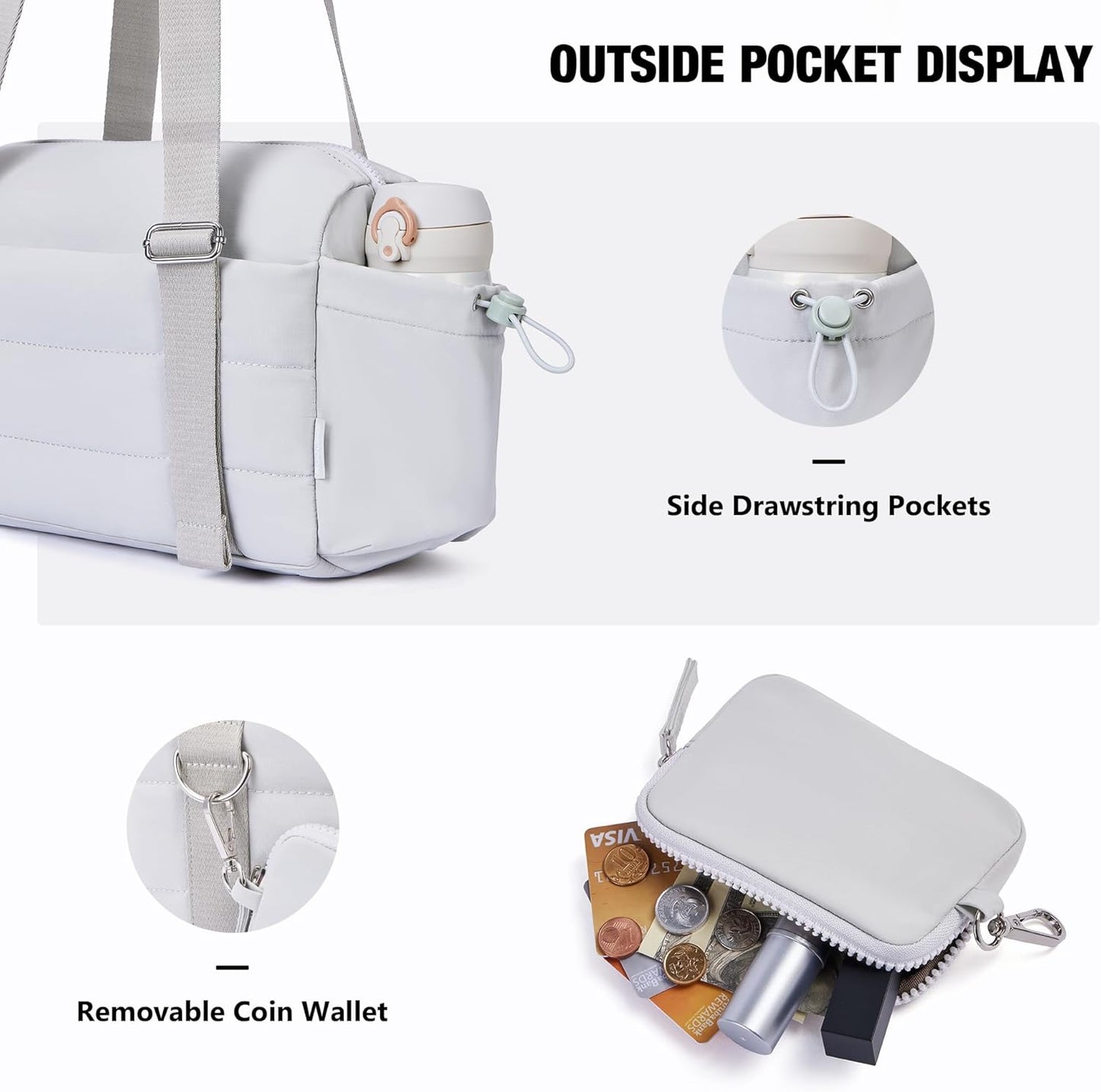 ROULENS Small Gym Bag for Women 2 Set Mini Gym Duffle Bag with Wet Compartment and Coin Wallet, Gym Tote Bag for Workout/Sport/Travel