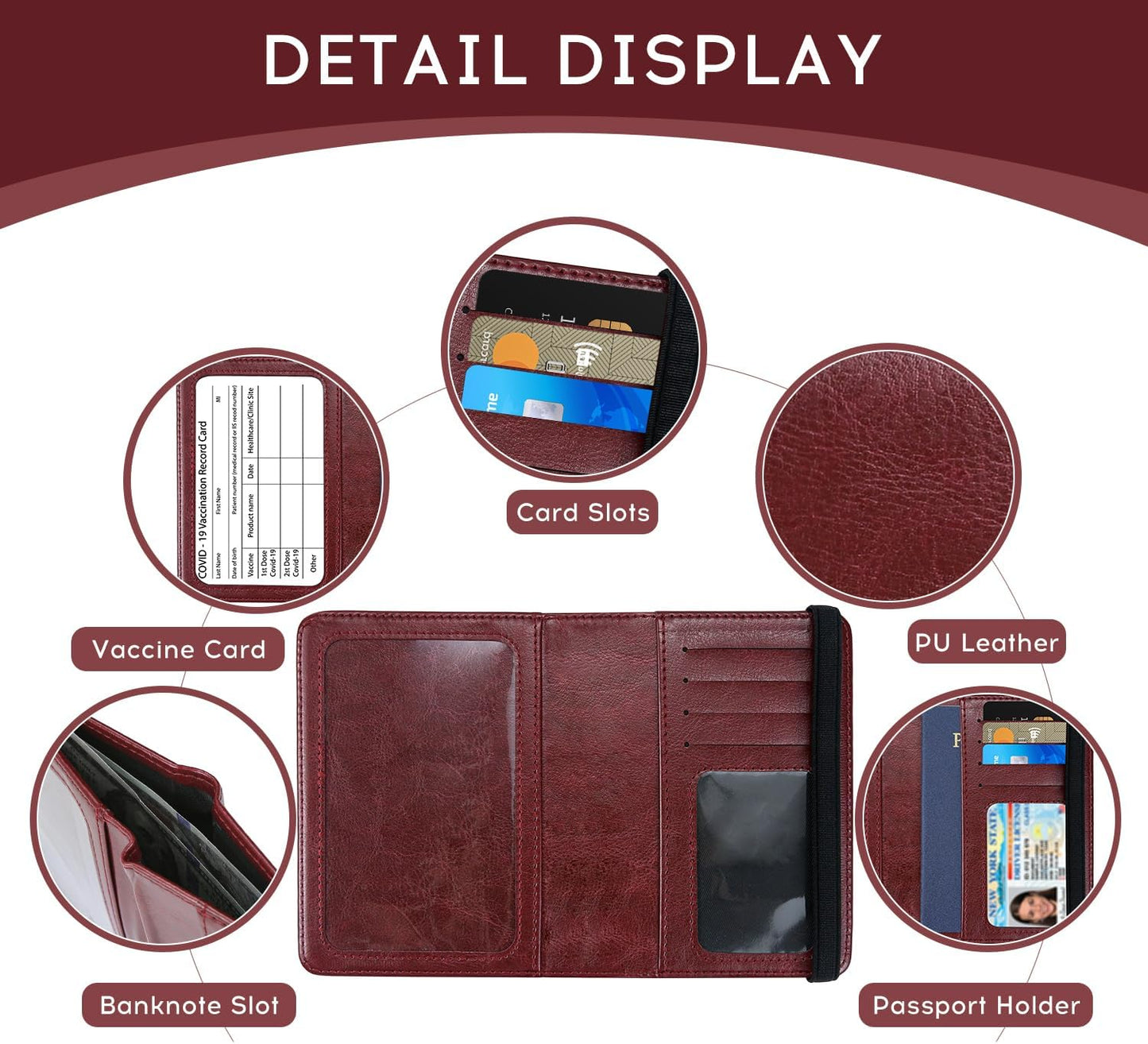 ILIYAH-Passport Cover-Passport Holder for Travel Women/Men Passport Wallet Case Travel Accessories Card Holder Wallet Unisex Travel Gifts(Burgundy)