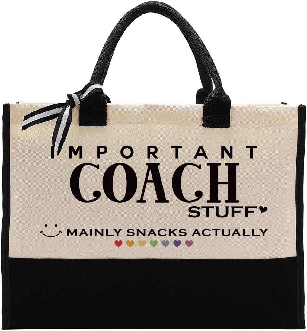 EDCTO Coach Gift - Cute Canvas Tote Bag, Reusable Shopping Bag for Women Coach, Teacher, Leader