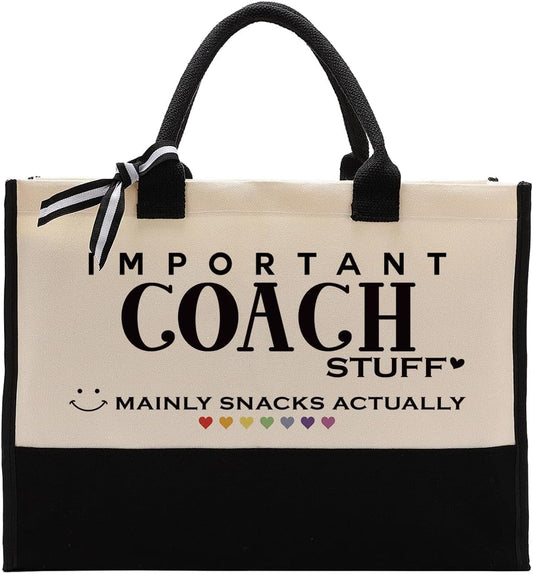 EDCTO Coach Gift - Cute Canvas Tote Bag, Reusable Shopping Bag for Women Coach, Teacher, Leader
