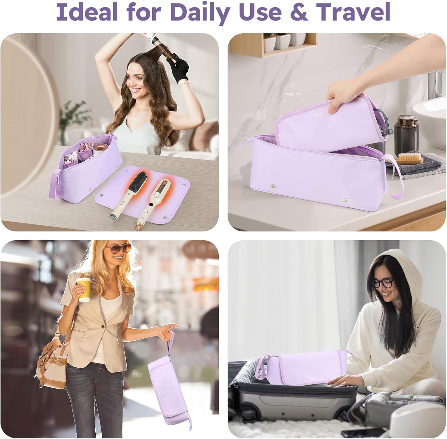 MOKURA Hot Hair Tools Travel Bag with Heat Resistant Mat Removable, Hair Accessories Organizer