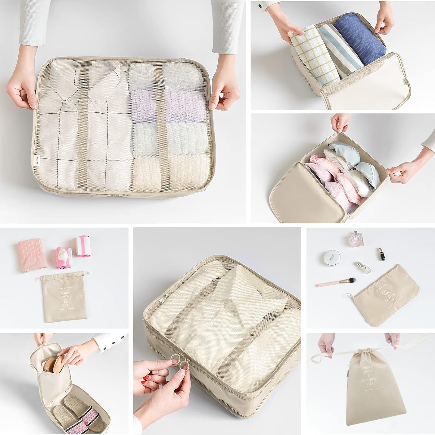 LANSKLBD 6/8 Set Packing Cubes for Suitcases Travel Luggage Packing Organizers,Travel Accessories