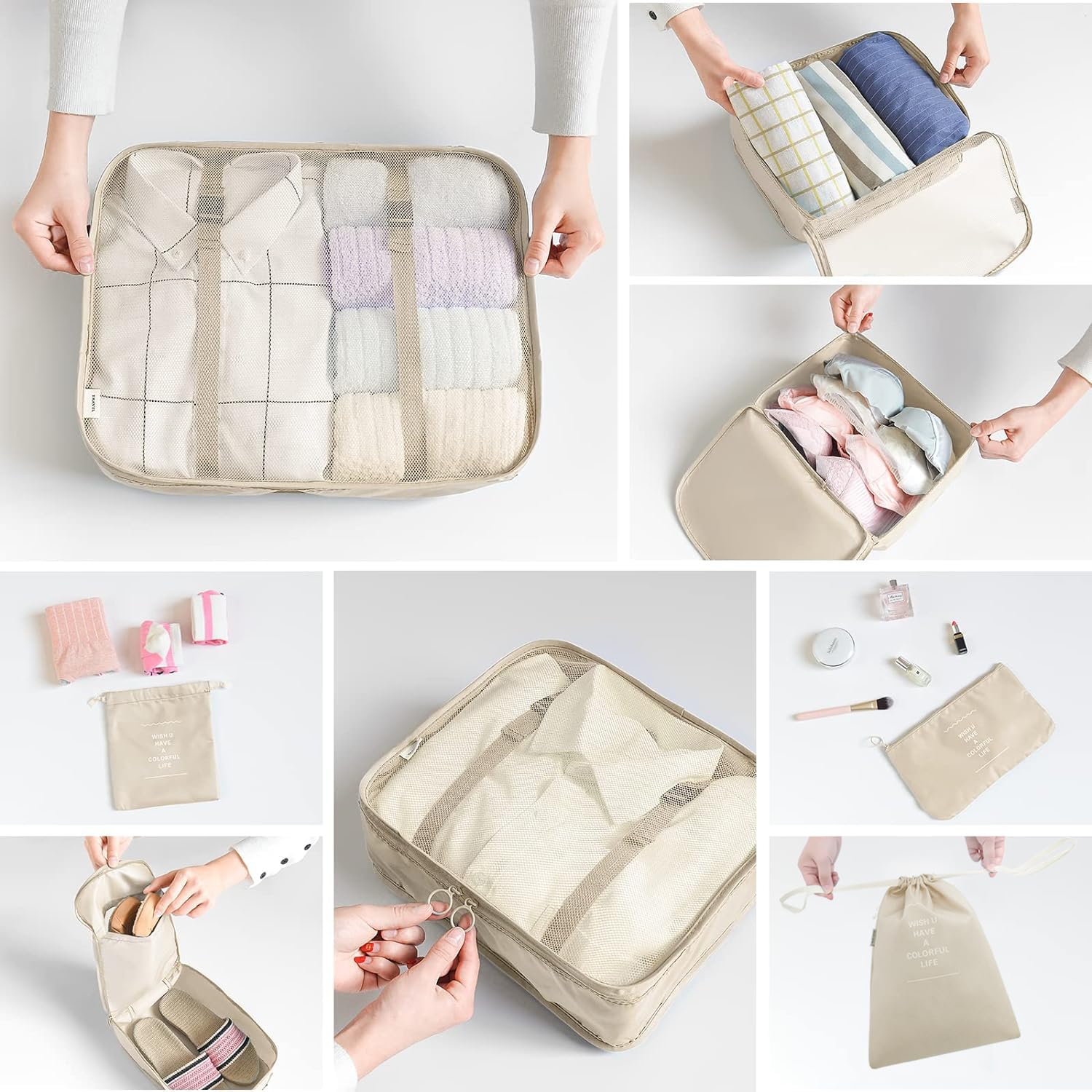 LANSKLBD 6/8 Set Packing Cubes for Suitcases Travel Luggage Packing Organizers,Travel Accessories