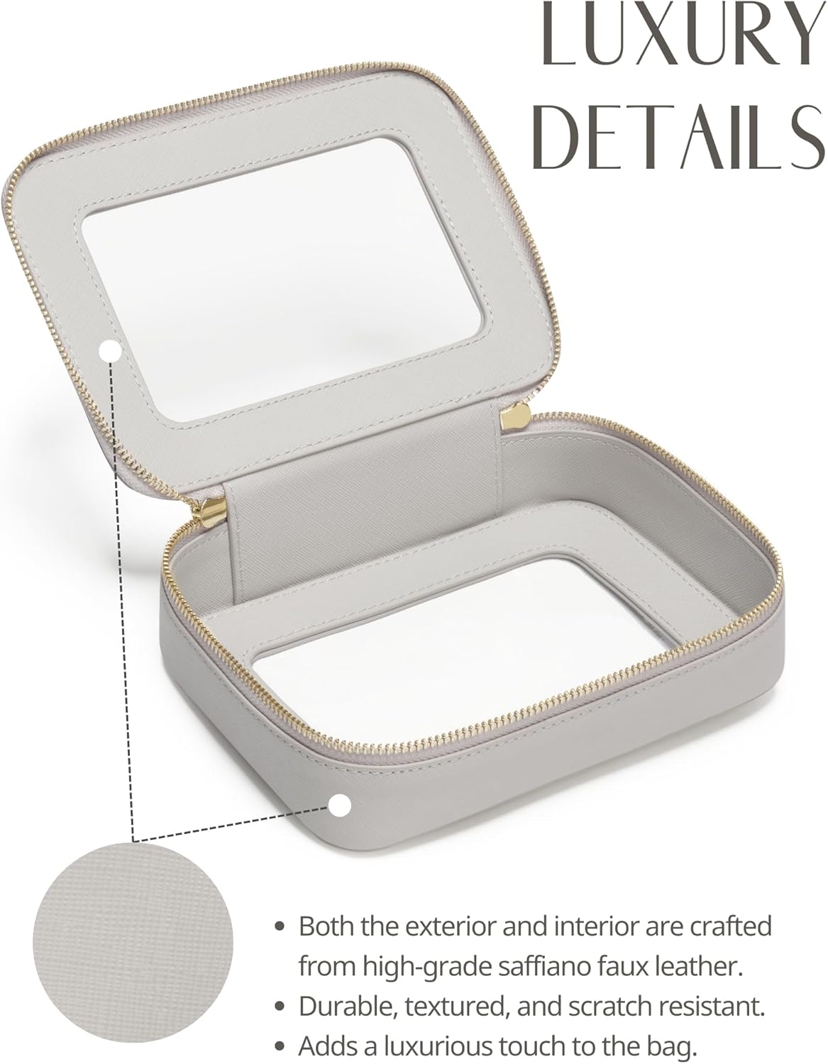 Popvibe Clear Makeup Bag Travel Cosmetic Case Transparent Toiletry Bag with Zipper, Portable Make