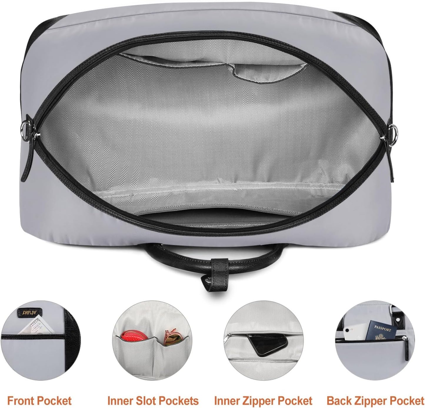 Weekender Bag for Women, Large Overnight Bag Canvas Travel Duffel Bag Carry On Tote with Shoe Compartment 21" 3Pcs Set