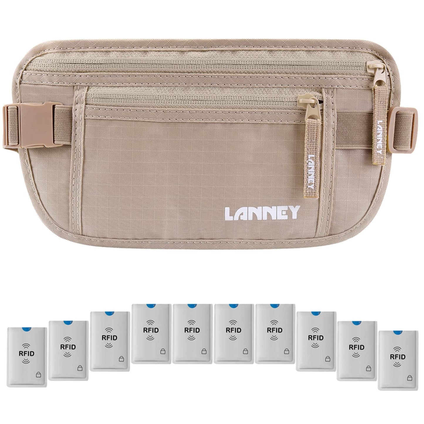 Money Belt for Travel, Slim RFID Blocking Women and Men Hidden Travel Pouch Under Clothes, Passport