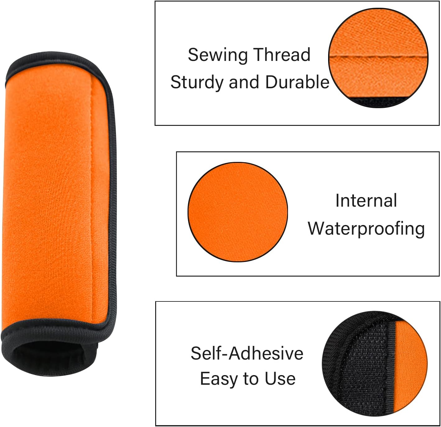 2 Pack Luggage Handle Wraps for Luggage Suitcase Travel Bags (Orange)