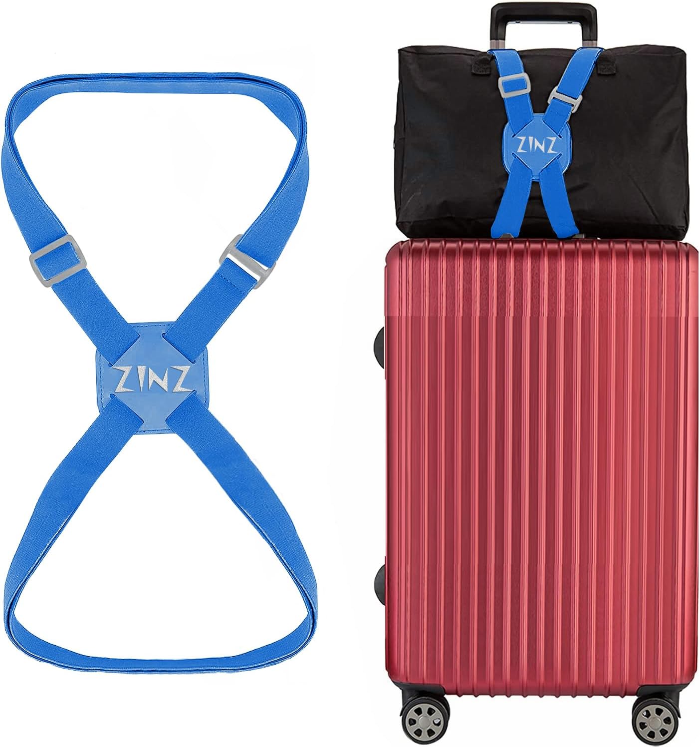 ZINZ Luggage Strap, High Elastic Suitcase Belt Adjustable Bag Bungees for Easier Travel，Blue