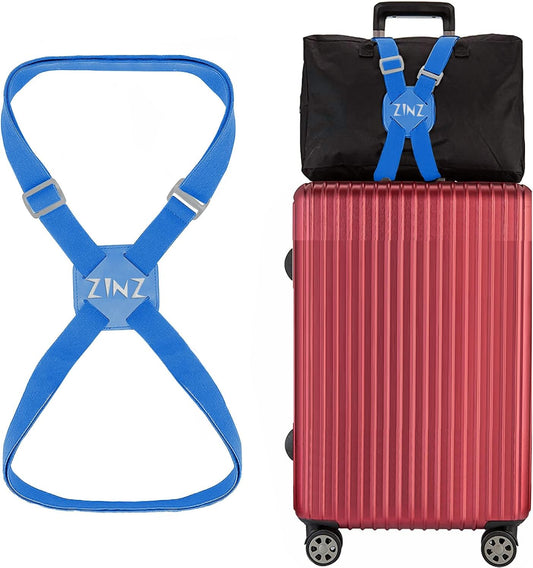 ZINZ Luggage Strap, High Elastic Suitcase Belt Adjustable Bag Bungees for Easier Travel，Blue