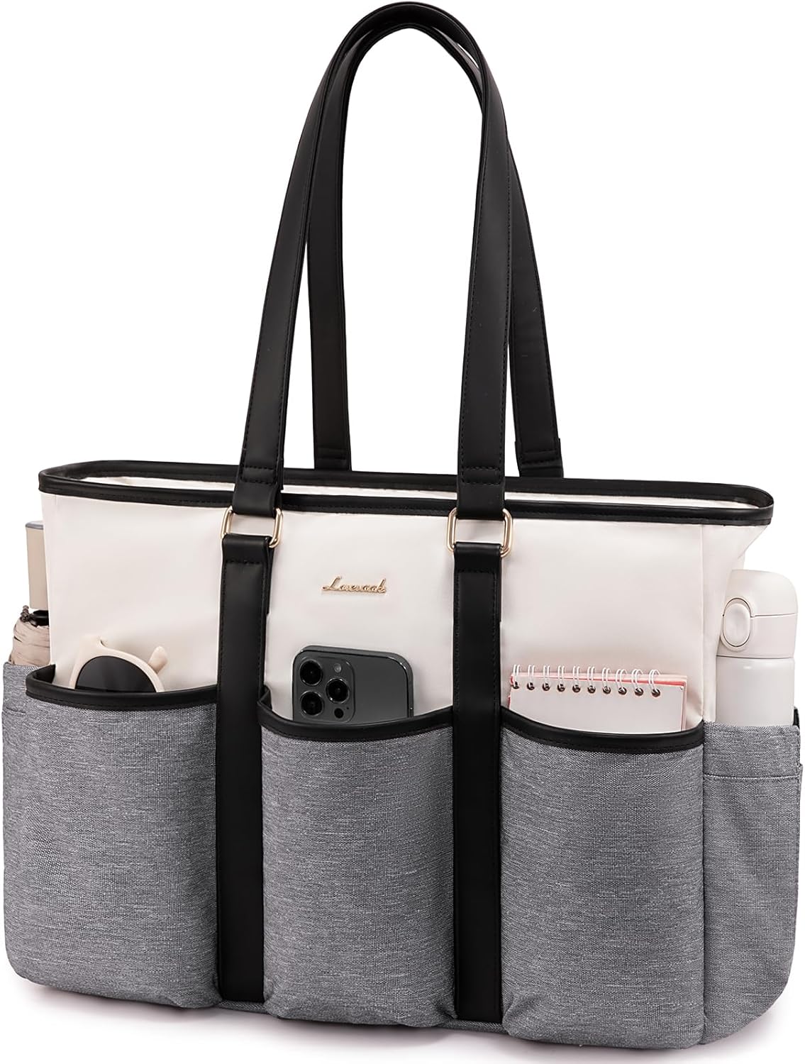 LOVEVOOK Nurse Work Tote Bag for Women With Large Cup Holder, Teacher Tote Laptop Bag for Women, Utility Bag For Work/Travel/College/Daily, Professional Computer Purse Handbag, 15.6 Inch