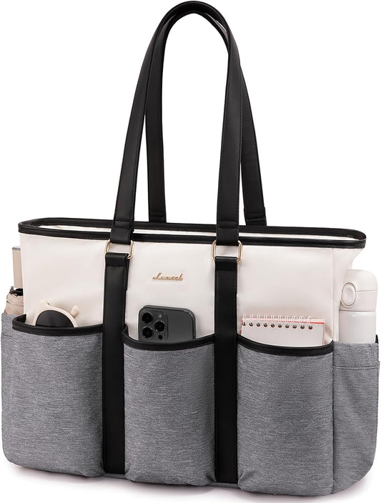 LOVEVOOK Nurse Work Tote Bag for Women With Large Cup Holder, Teacher Tote Laptop Bag for Women, Utility Bag For Work/Travel/College/Daily, Professional Computer Purse Handbag, 15.6 Inch