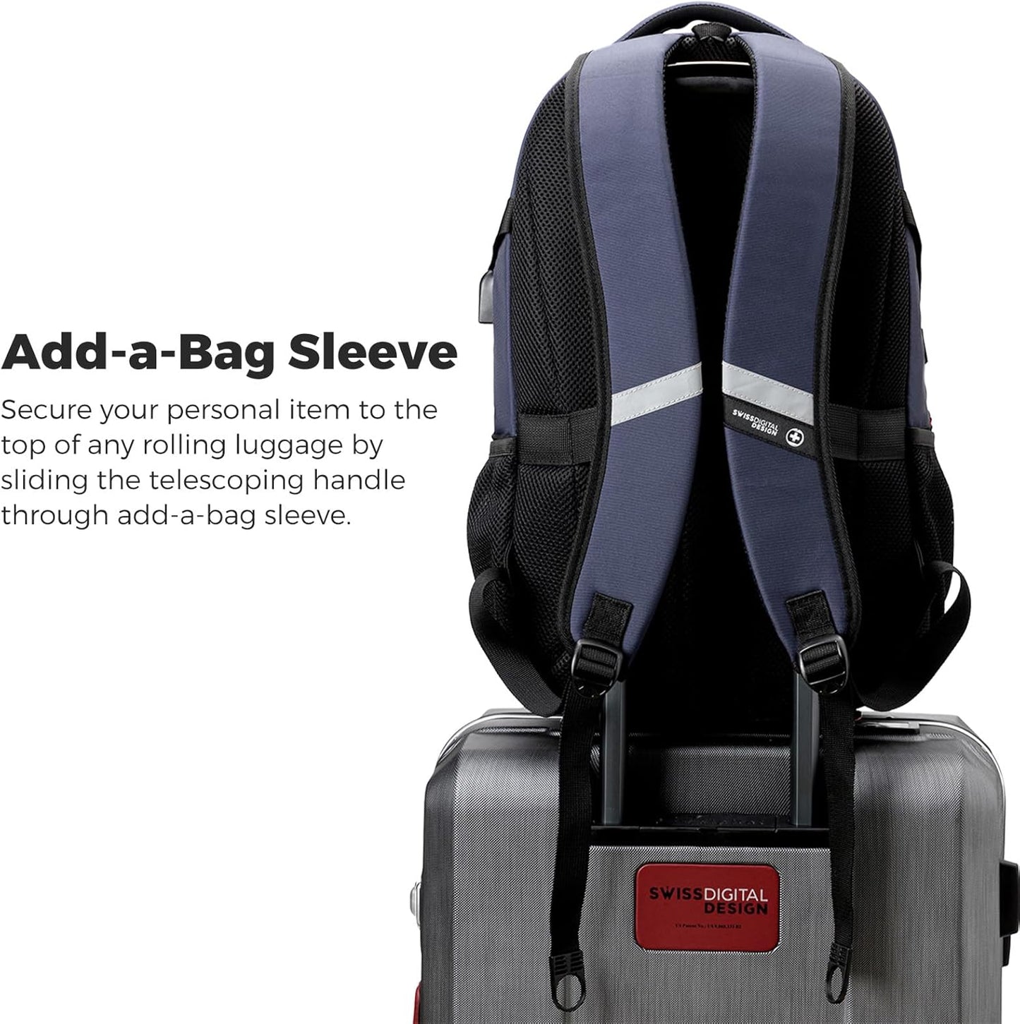 Swissdigital Design Laptop Backpack with USB Charging Port, Travel Backpack Fits 15.6 inches