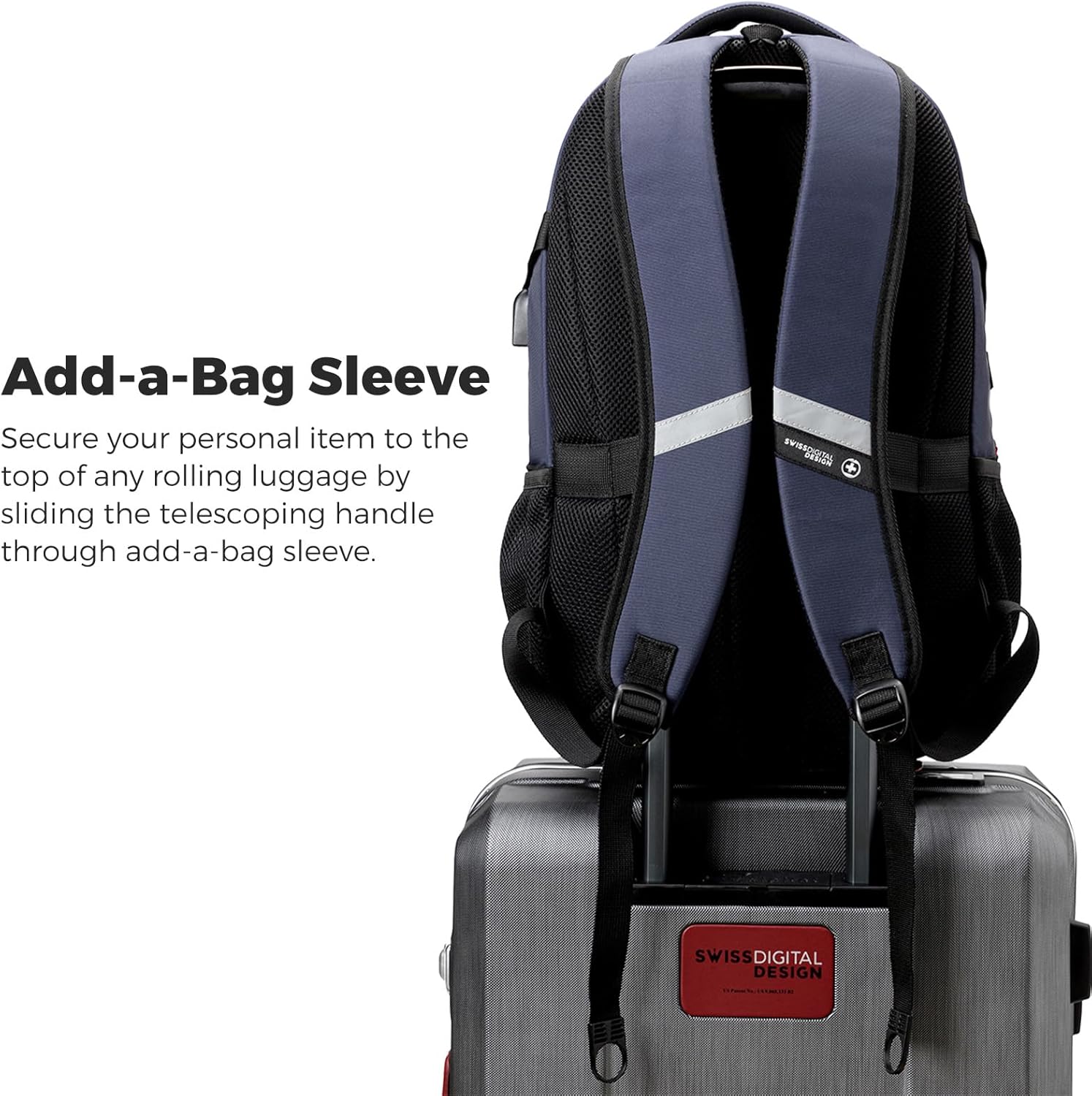 Swissdigital Design Laptop Backpack with USB Charging Port, Travel Backpack Fits 15.6 inches