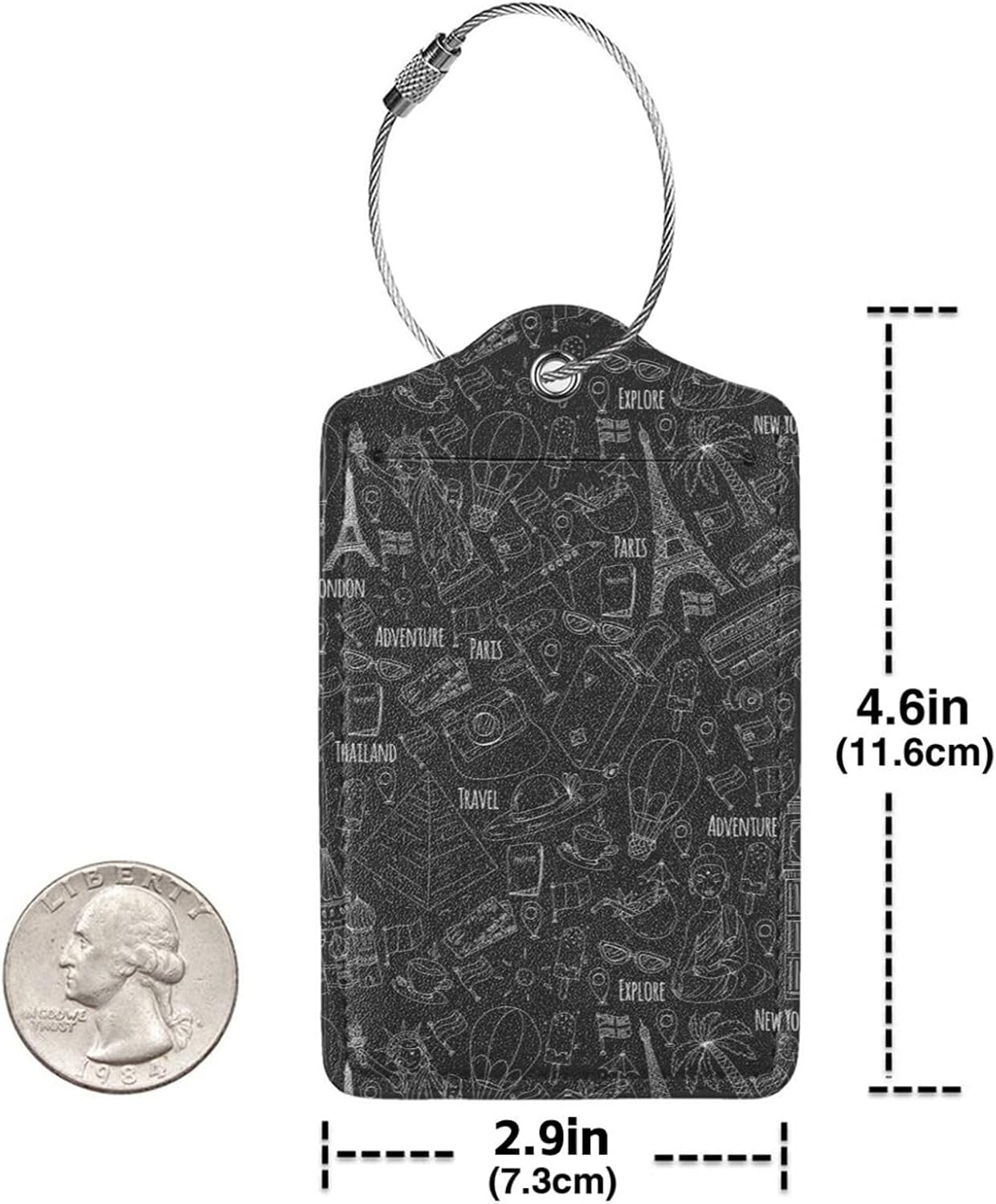 World Marks Luggage Cover for Suitcase and Luggage Tag Combination, Elastic Washable Anti-Scratch, Travel Adventure Explore Birthday Gift for Men Women (L 26-28 Inch Luggage)
