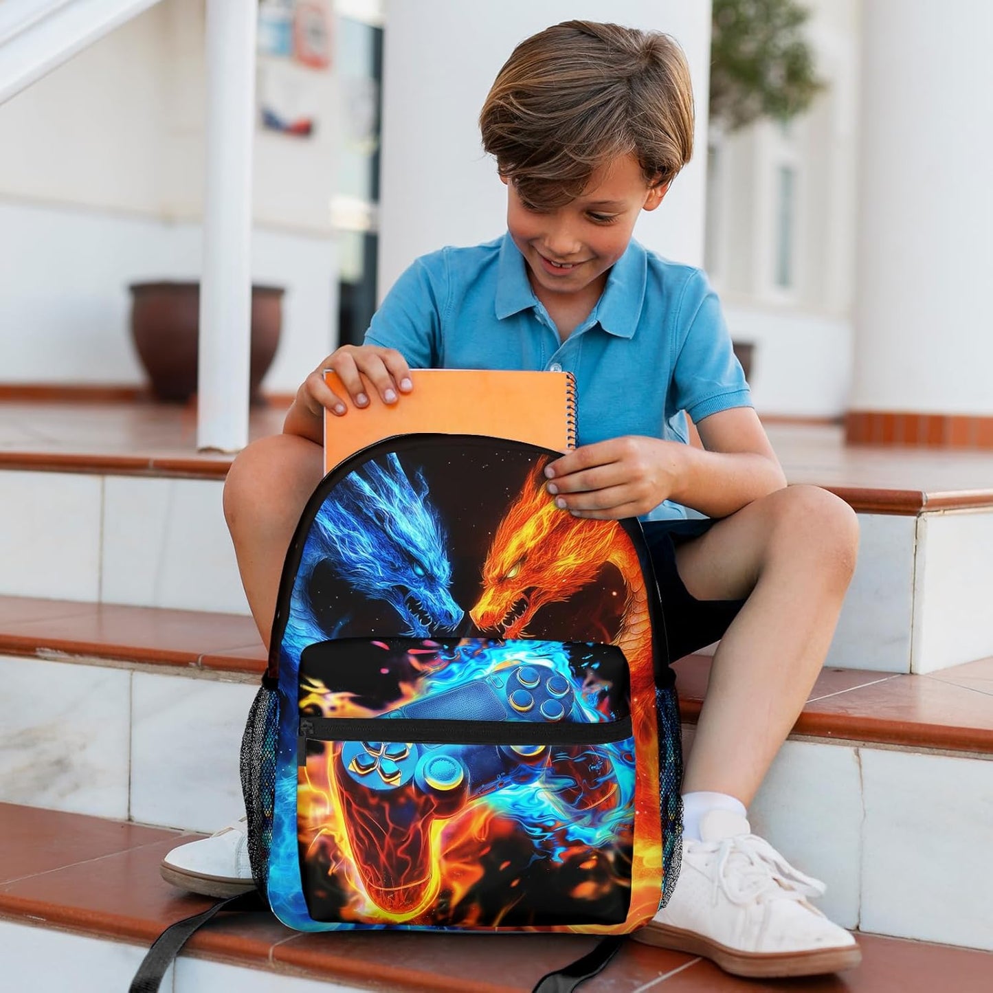 Dragon Game Kids Backpack For Boys Girls Elementary Gamepad Schoolbag Kindergarten Gaming Bookbags Preschool Gamer School Bag Toddler Book Bags Travel Bag Computer Bag Hiking Camping Rucksack Daypack