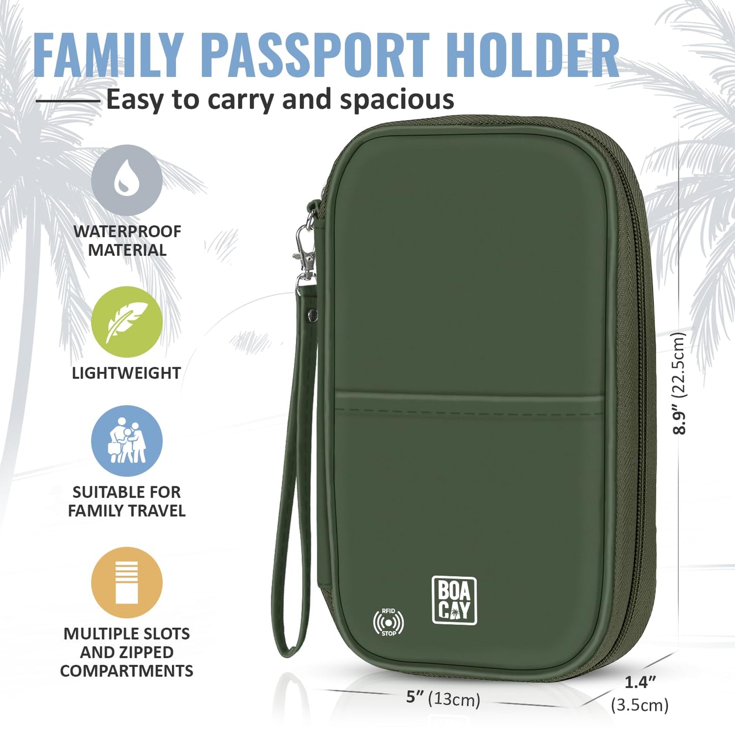 BOACAY Travel Document Organizer with RFID, Family Passport Holder, Wallet for Women & Men