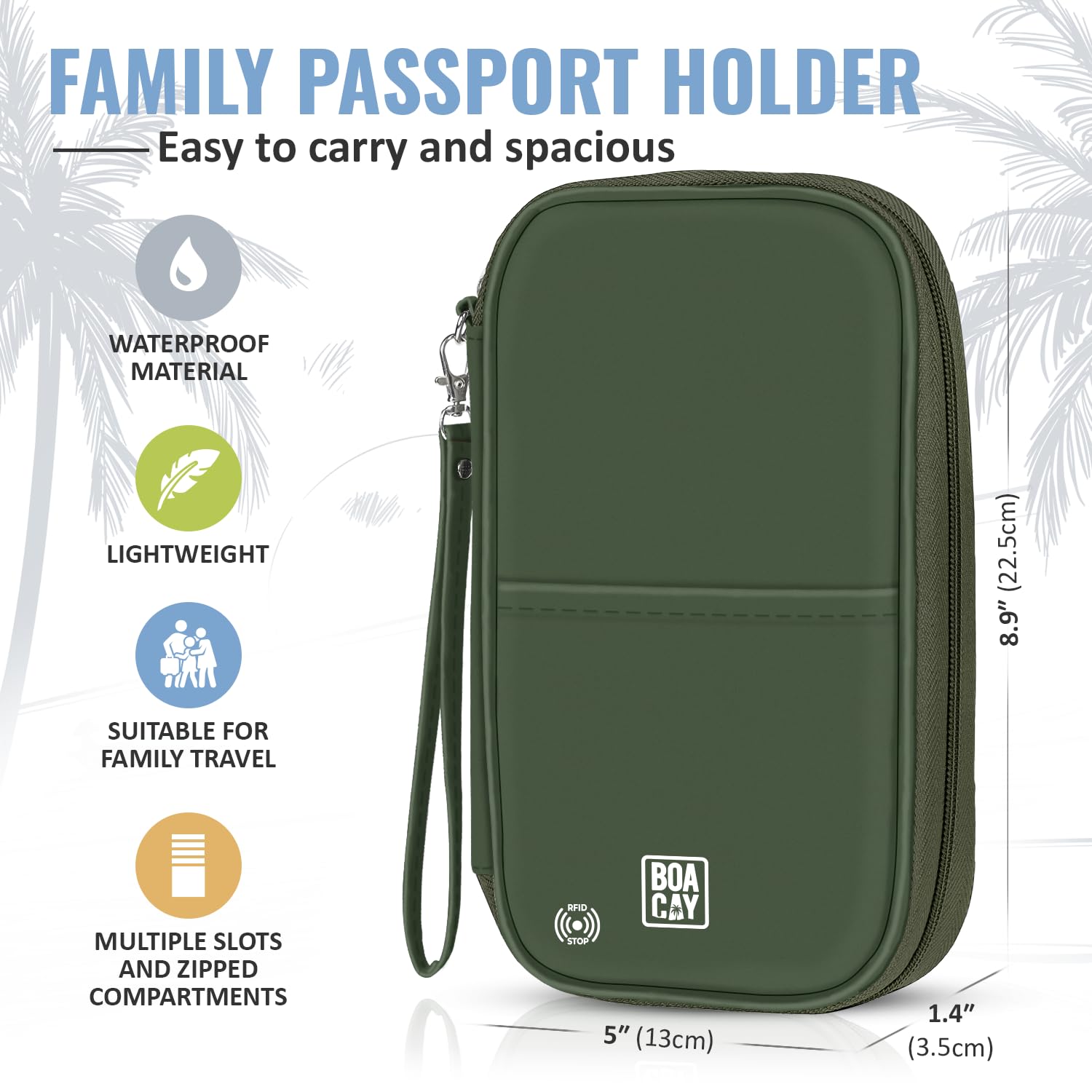 BOACAY Travel Document Organizer with RFID, Family Passport Holder, Wallet for Women & Men