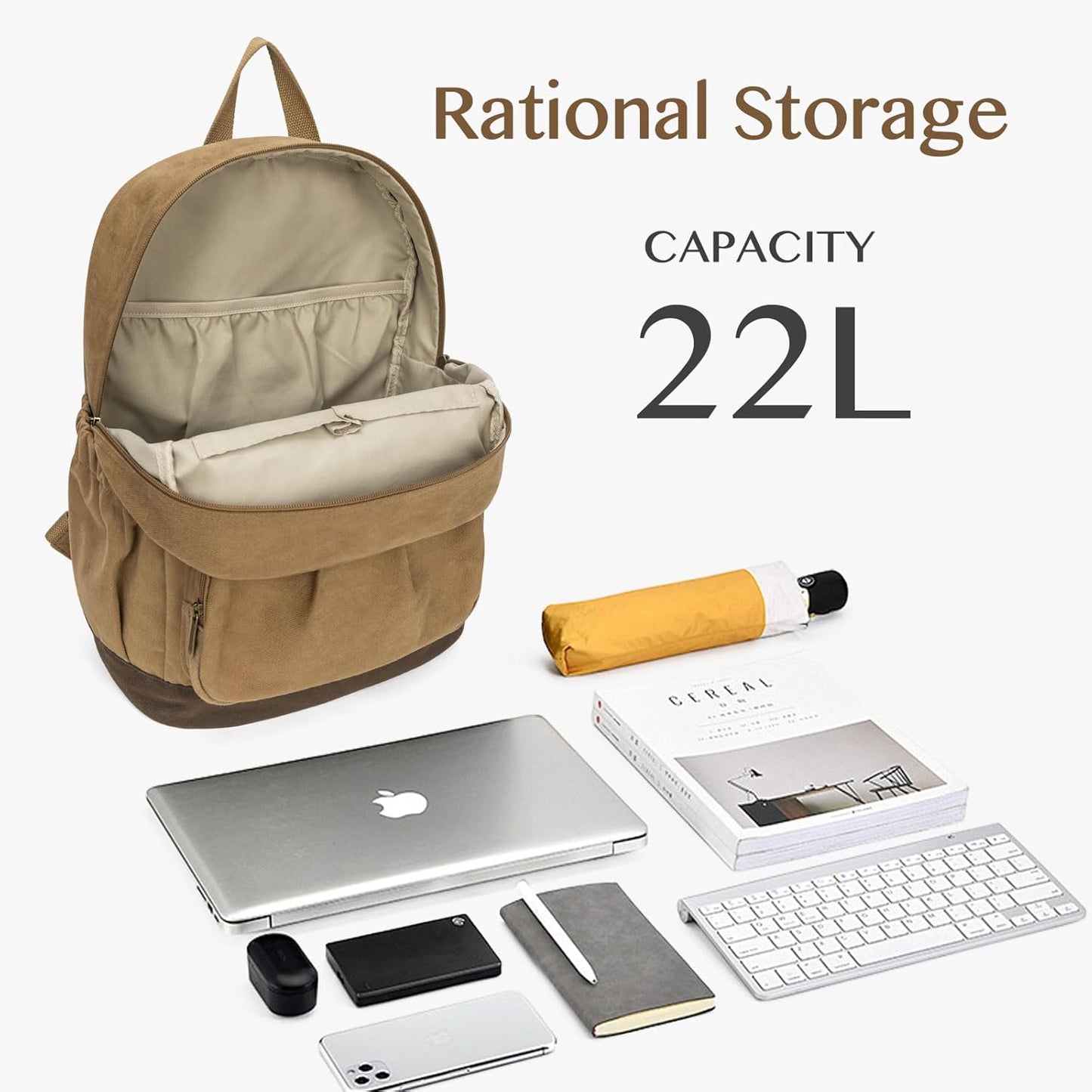 Canvas Backpack for Women Men Lightweight Bookbag for College Aesthetic Backpack for Travel Casual Daypack