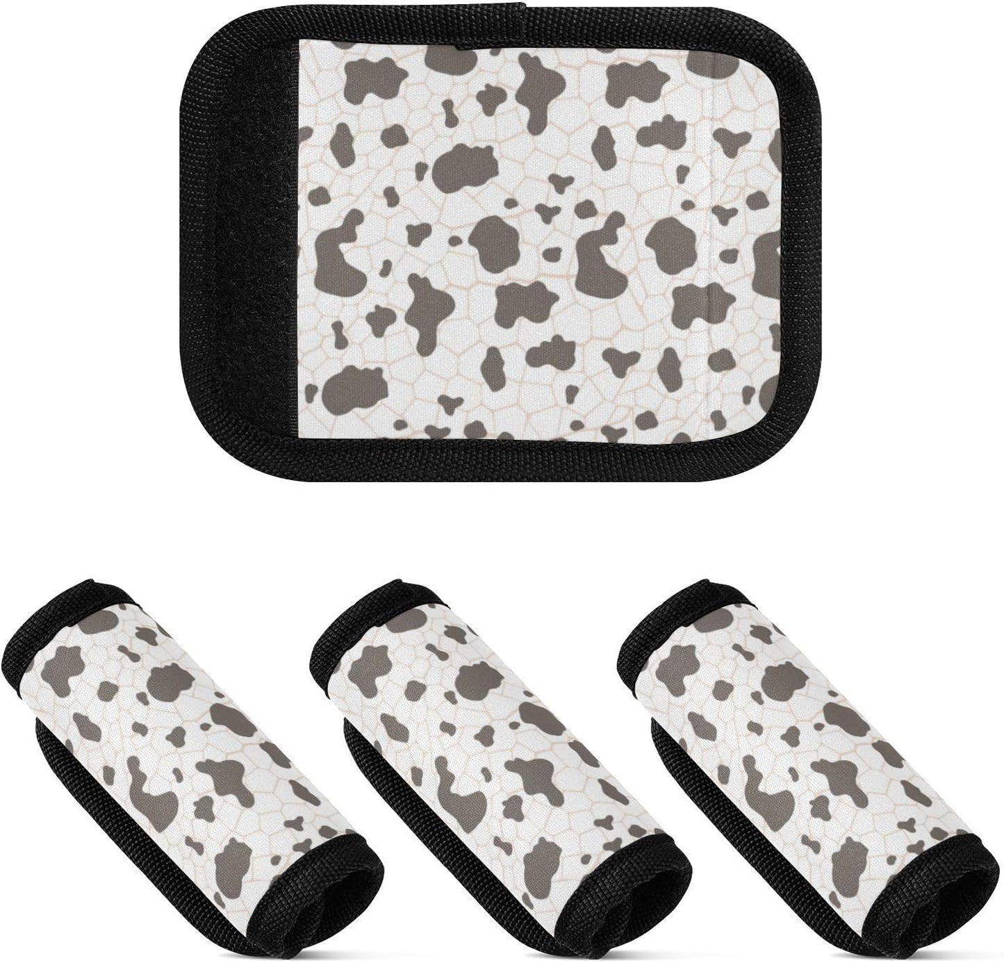2Pcs Luggage Handle Wrap Suitcase Identifier Handle Covers Tags Soft Travel Bags Luggage Handle Gripper Accessories for Airplane Flying Cow Print