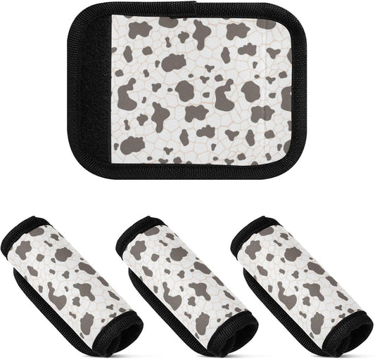 4Pcs Luggage Handle Wrap Suitcase Identifier Handle Covers Tags Soft Travel Bags Luggage Handle Gripper Accessories for Airplane Flying Cow Print