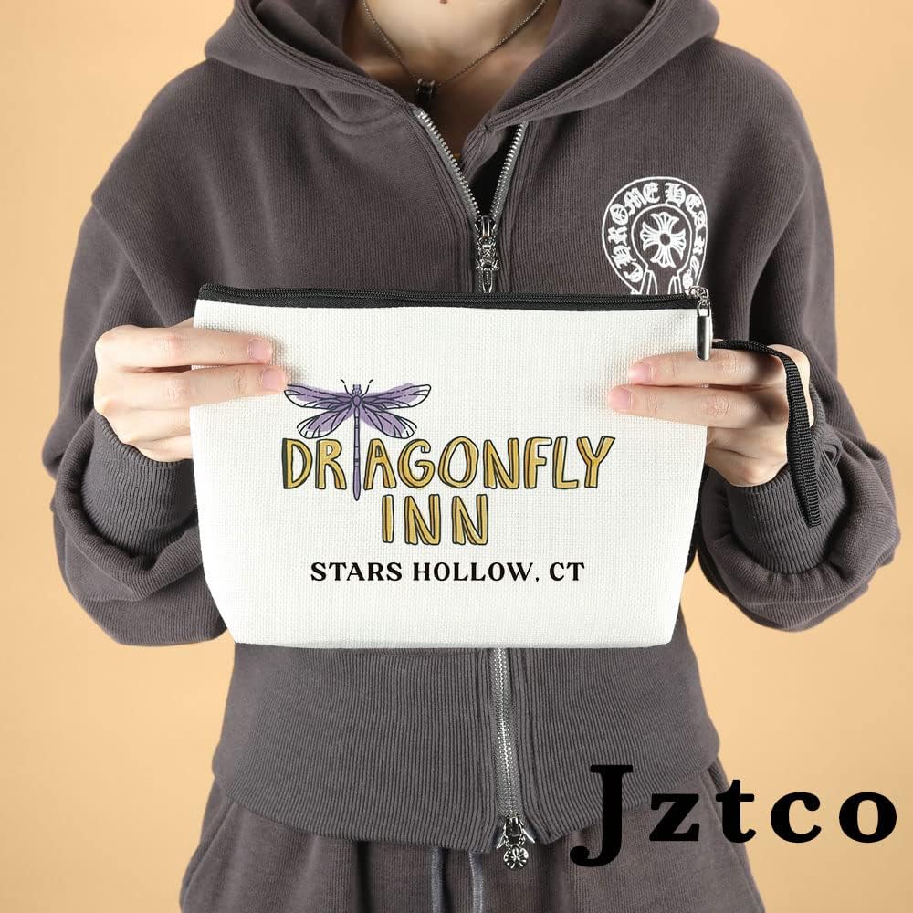 Jztco Dragonfly I-nn Gil-more Girls Merchandise Dragonfly Inn Stars Hollow Makeup Bag Inspirational Gifts for Women Gil-more Girls Lover Gifts Birthday Christmas Thanksgiving Gifts for Women Friends