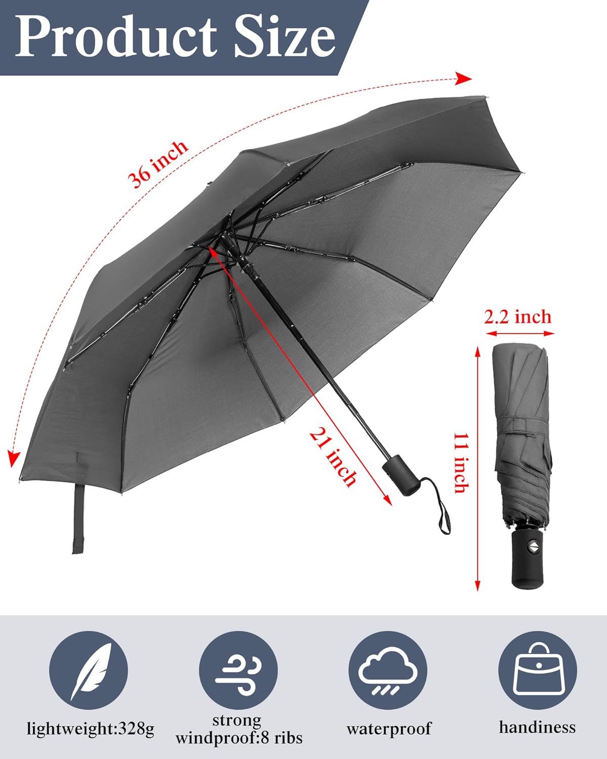 Reginary 6 Pack Umbrella Bulk Windproof Travel for Rain Automatic Open and Close Umbrella