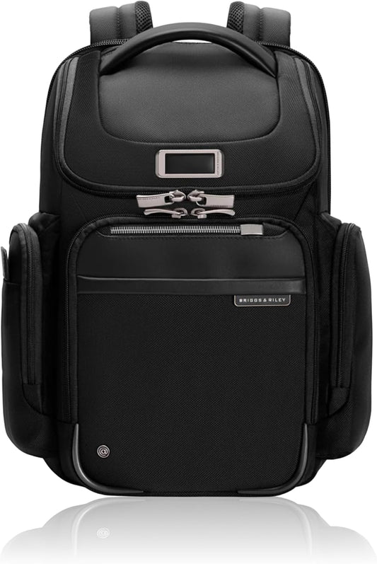 Briggs & Riley Medium Widemouth Backpack for Women & Men - Laptop Backpack, For Work & Travel, Lightweight & Durable, Padded Straps, Fits up to 15" Laptop - @work Collection, Black