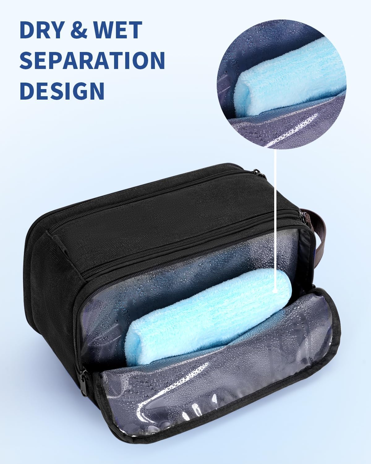 WANDF Toiletry Bag for Men Travel Toiletry Organizer Canvas and Leather Dopp Kit Water-Resistant