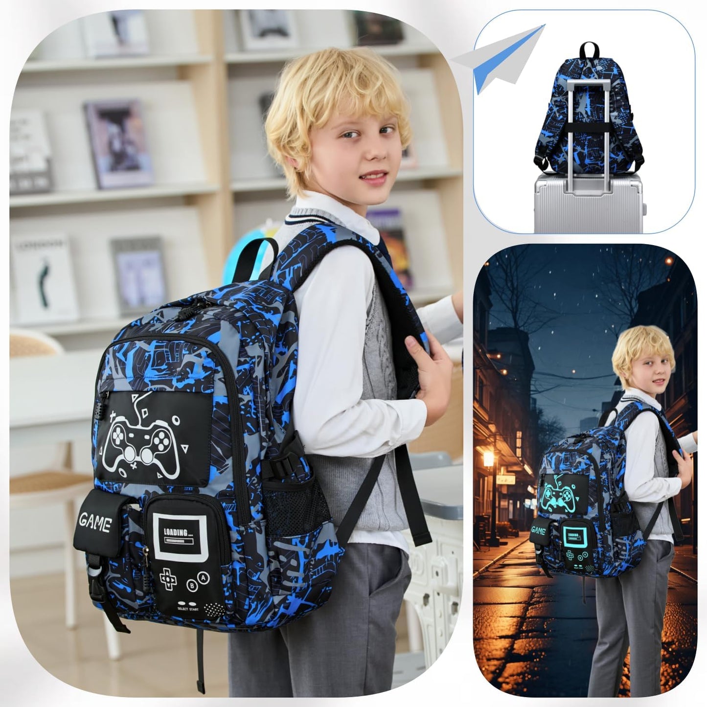 Boys School Backpack Kids Bookbag Elementary Middle Durable Waterproof Bags