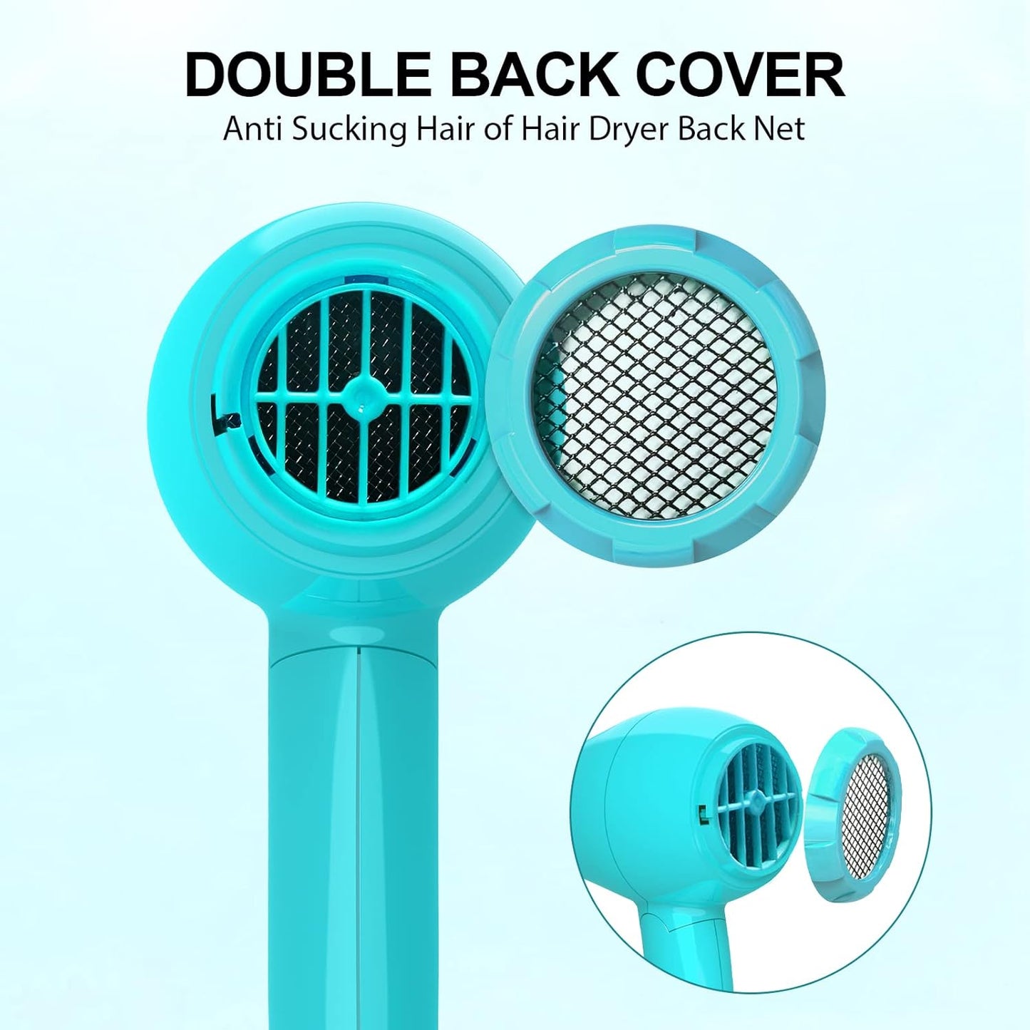 Portable Travel Hair Dryer, Mini Lightweight Dual Voltage Blow Dryer 1200W with Folding Handle, with One Concentrator (Blue)