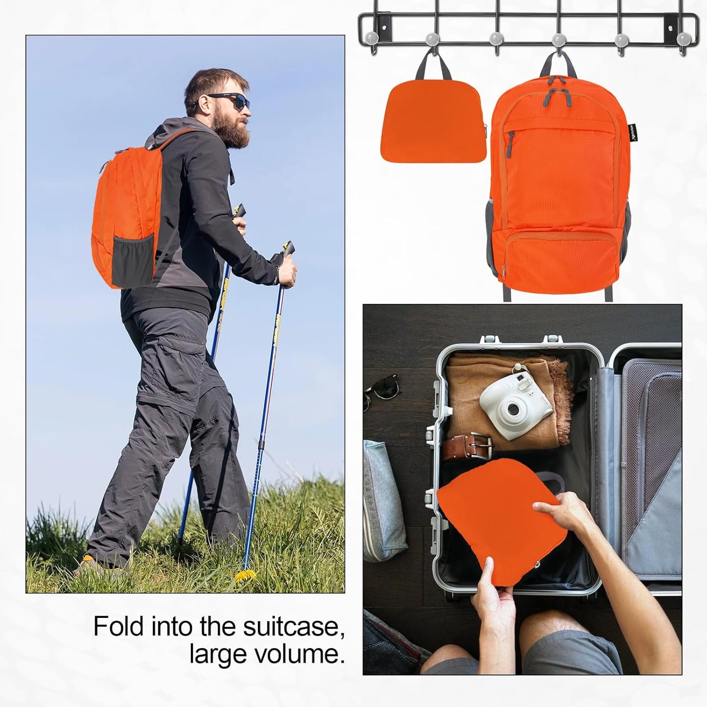 HOLYLUCK 20L lightweight packable Hiking Daypack Foldable Backpack for Men Women Small Travel