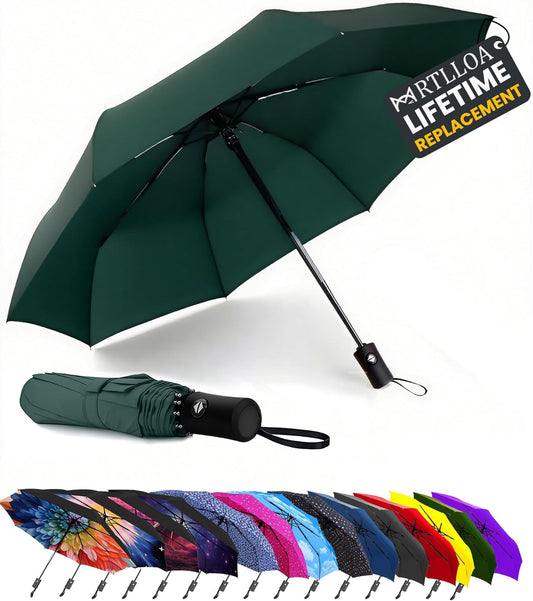 MRTLLOA 42/49 Inch Compact Windproof Travel Umbrella for Rain, Lightweight, Portable, Automatic, Strong, Waterproof Folding Umbrellas for Women, Men and Teenagers
