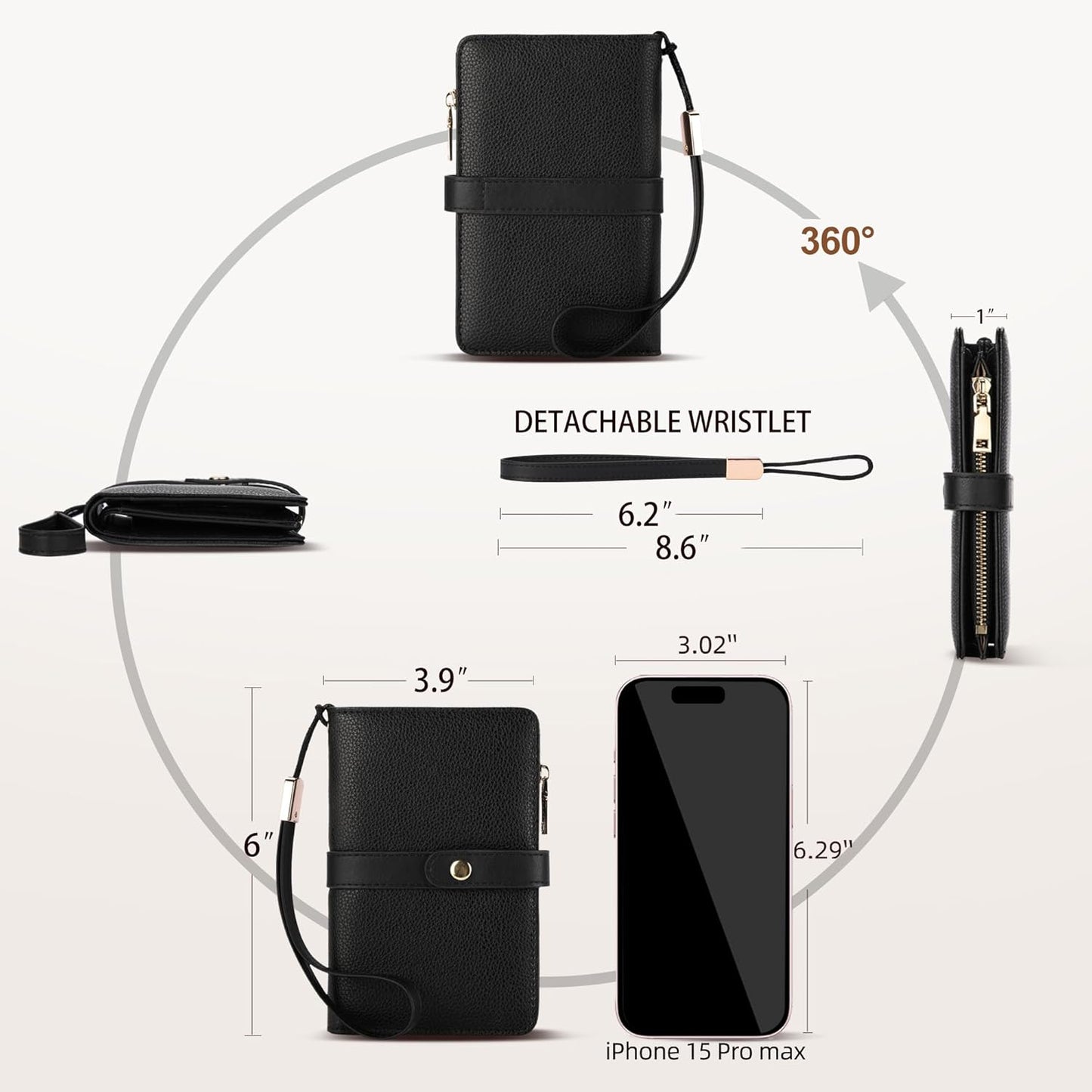 Small Wallet Women RFID Blocking Vegan Leather Slim Thin Bifold Credit Card Wallet Passport Holder Ladies Travel Wallet Mini Purse with Zipper Pocket