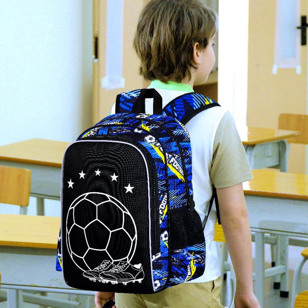 3PCS Backpack for Kids, Luminous School Backpacks with Lunch Box, 17" Water Resistant Boys Camo